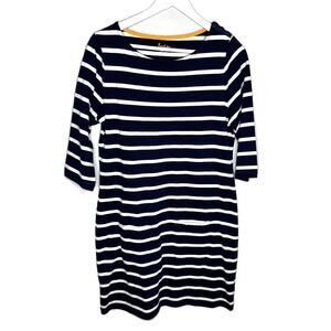 Boden Navy Blue Striped 3/4 Sleeve Shift Dress w/ Pockets, Size 8